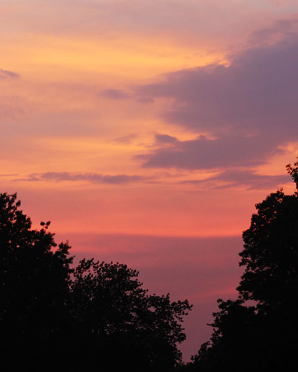 Campgrounds red evening sky.